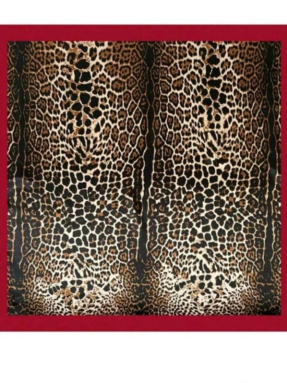 Leopard Print Satin Scarf with Red Border Summer Beach Festival Vacation XL